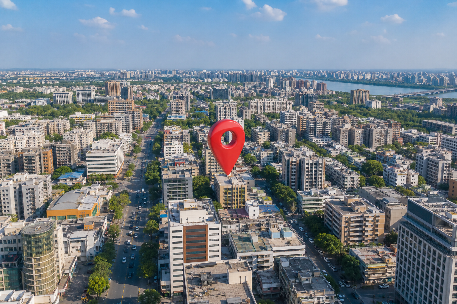 Aerial view of Gujarat cities where PropertysDeal lists homes and commercial property